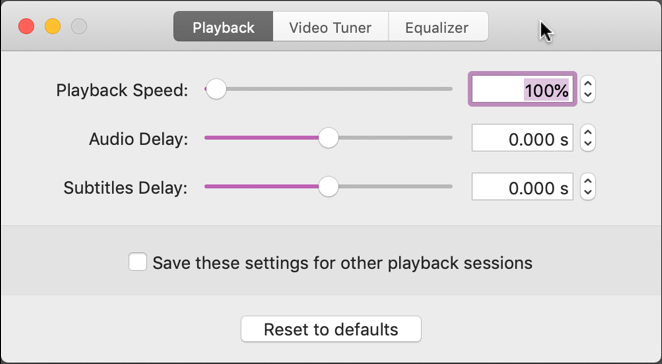 elmedia player - playback speed