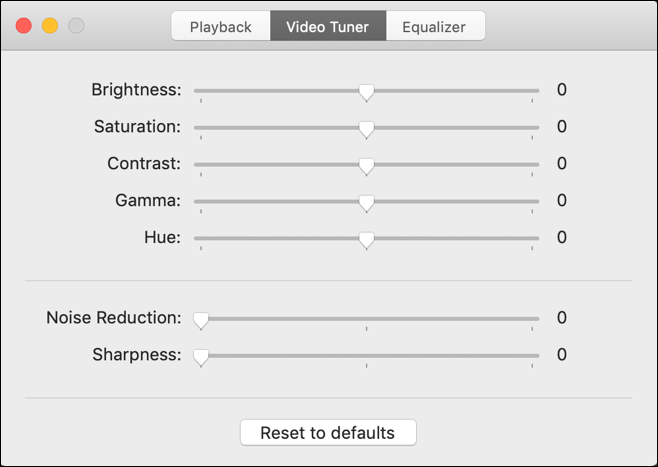 elmedia player - video tuner settings