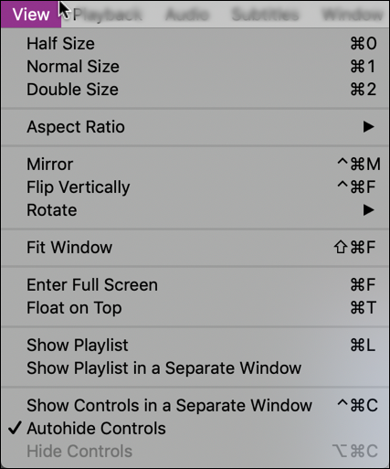 elmedia player - view options