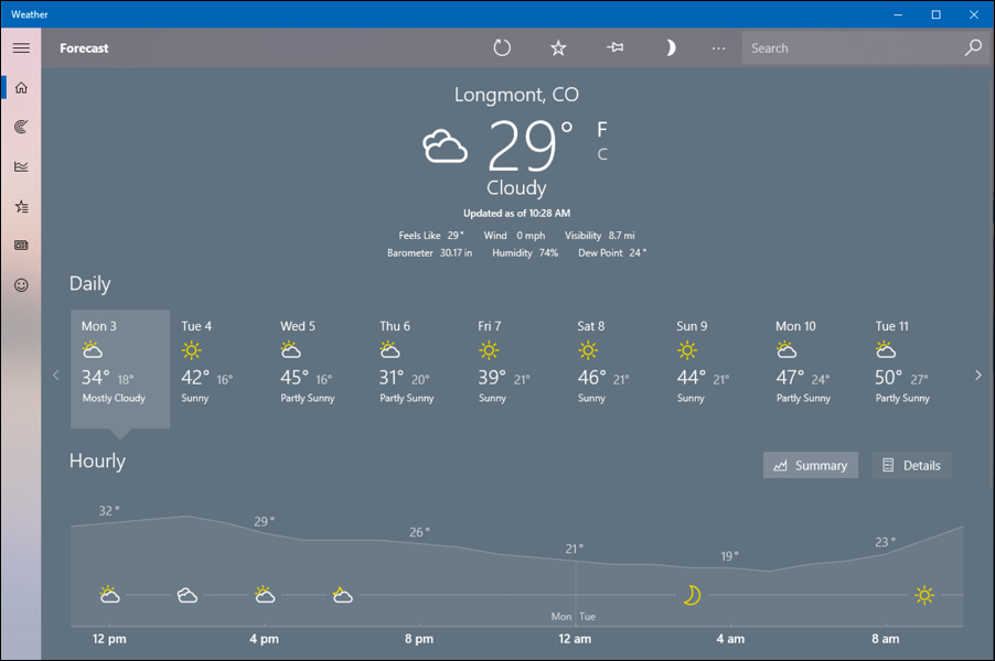 longmont weather forecast, windows win10