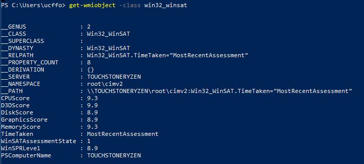 fast computer get-wmiobject performance windows score win10