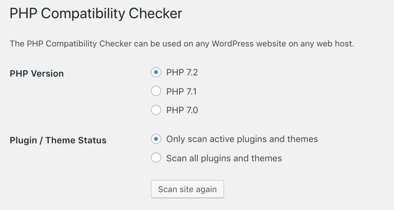 php compatibility checker plugin wordpress