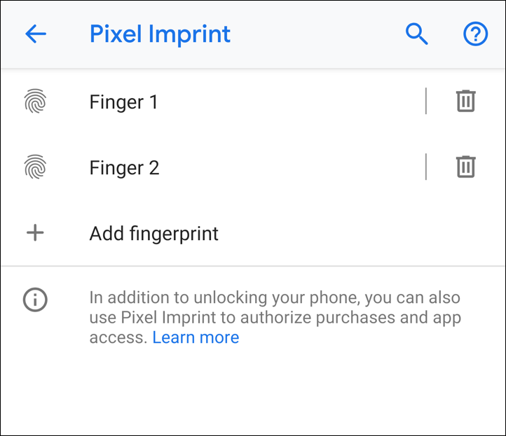 two fingerprints added - pixel imprint