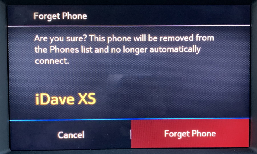 Sure you want to forget phone bluetooth chevy vehicle