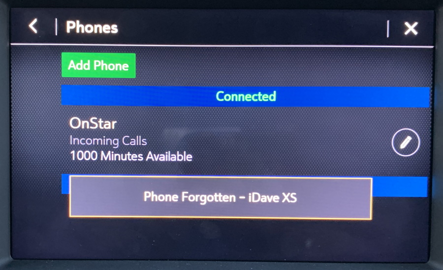 phone forgotten - erased - chevy entertainment system android iphone
