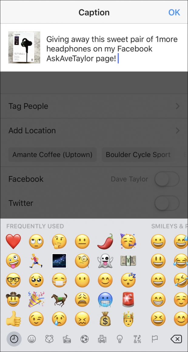 How do I add Emoji to an Instagram Post? Ask Dave Taylor
