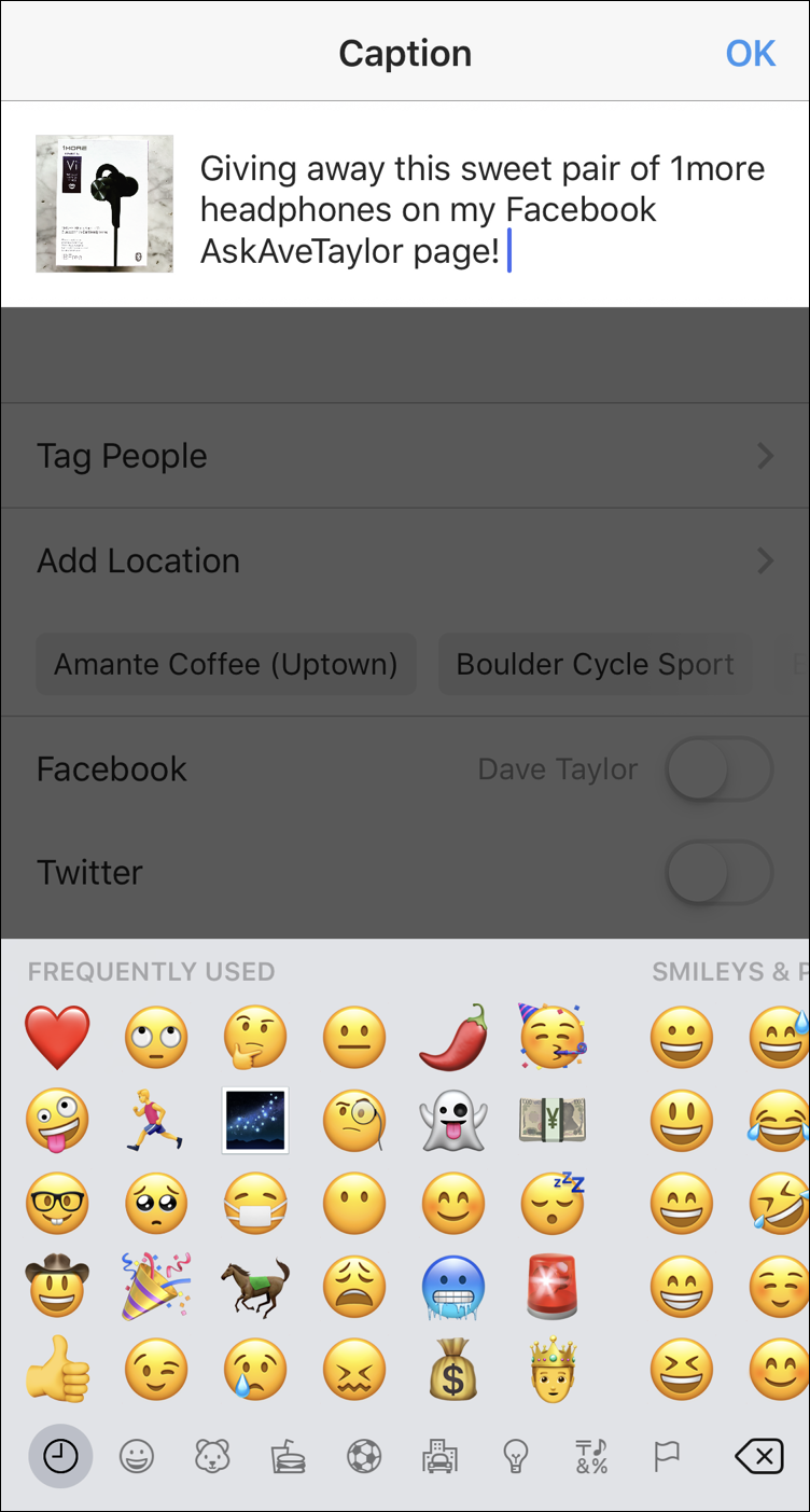iphone instagram add emoji description