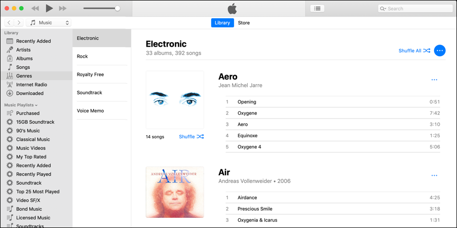 apple itunes mac sorted title