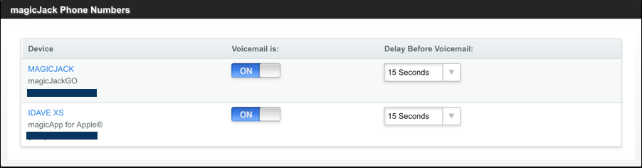 magicjack voicemail on off delay timing answer