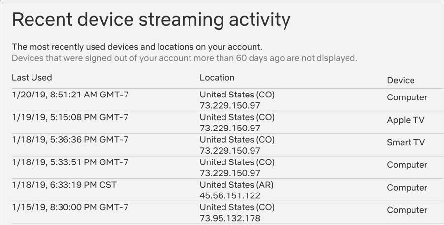 netflix recent device streaming activity