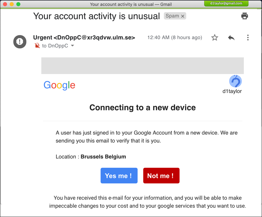 gmail: account activity is unusual warning