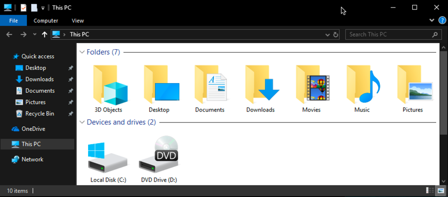 win10 windows file explorer, light dark mode