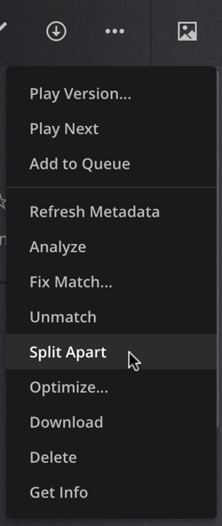 plex media menu - split apart