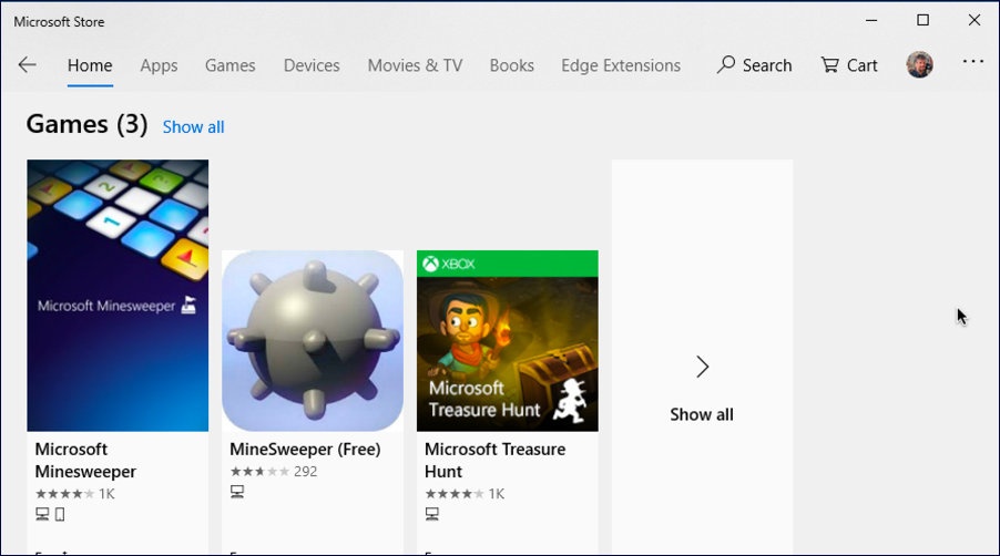 microsoft store - minesweeper search