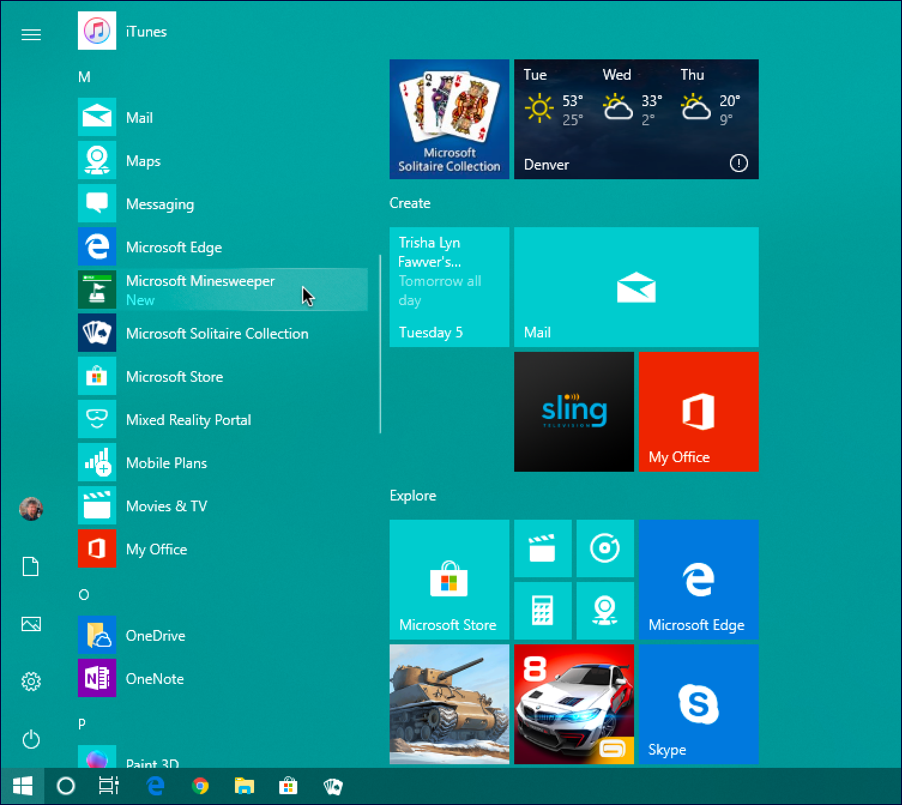 find minesweeper on start menu