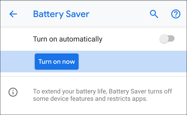 battery saver settings android pie 9