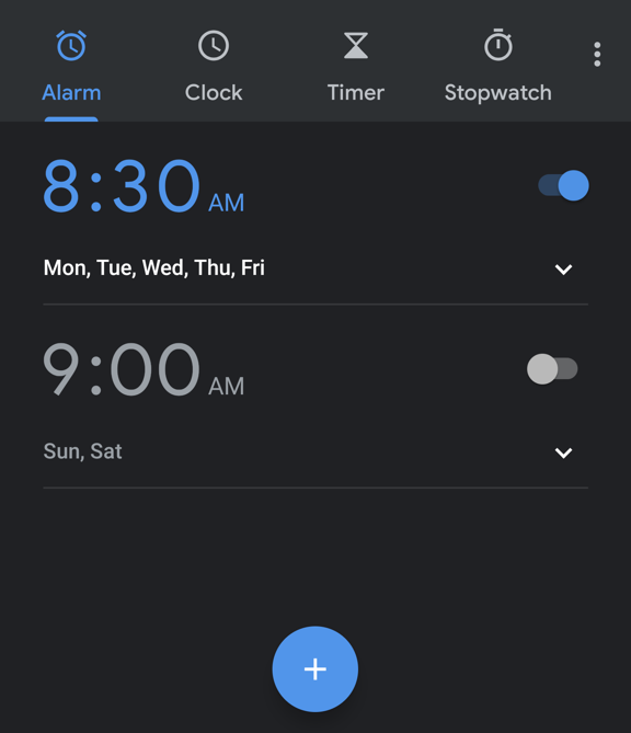 android clock app - alarms