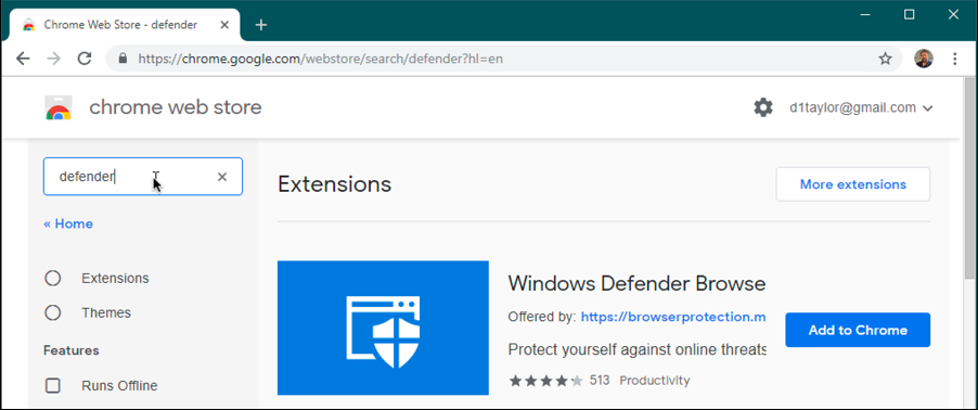 windows defender extension for google chrome - play app store download