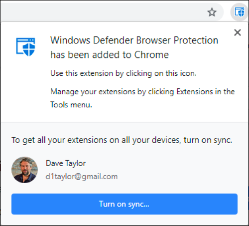 Chrome Extension의 Windows Defender가 실행되도록 허용합니다