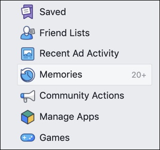 facebook memories explore menu
