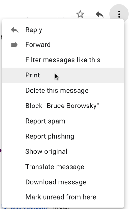 gmail individual message email options menu