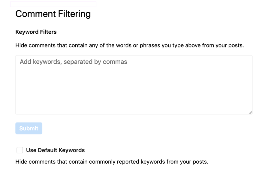 instagram comment settings preferences filter filtering