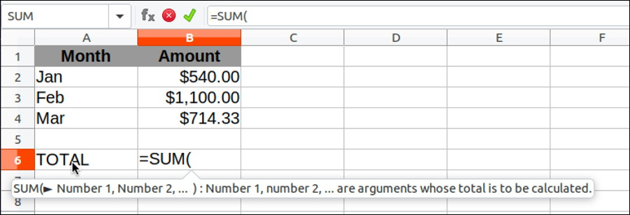add formula sum - spreadsheet libreoffice calc - excel numbers