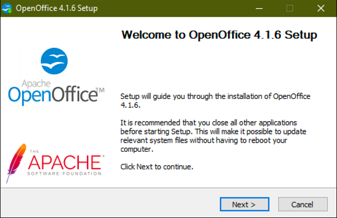 openoffice installer windows 10