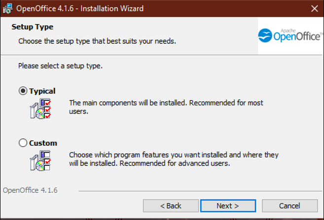 open office - standard or custom install