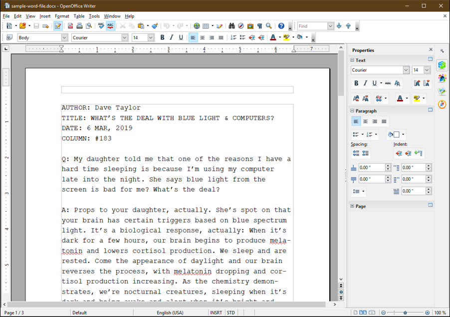 openoffice writer microsoft word doc windows