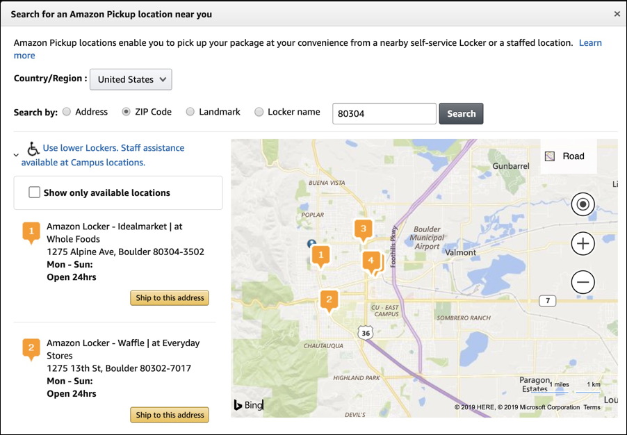 amazon locker locations, boulder co