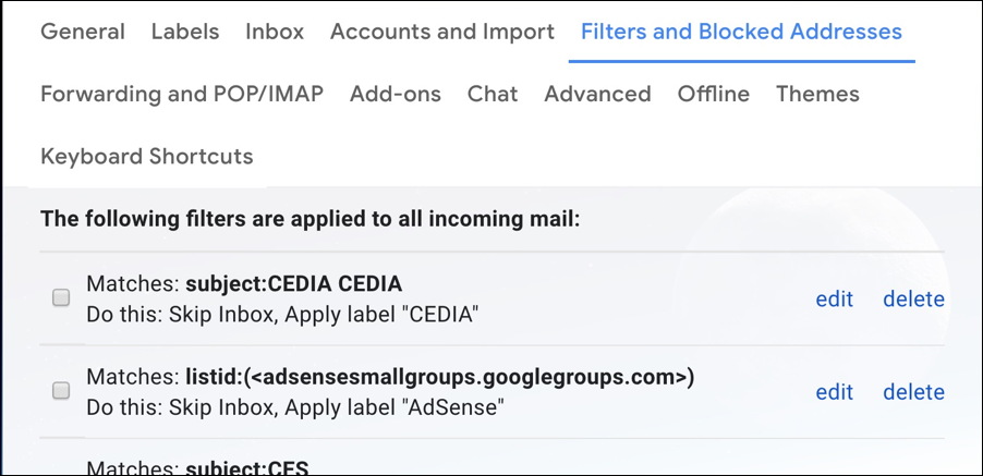 gmail filters settings 
