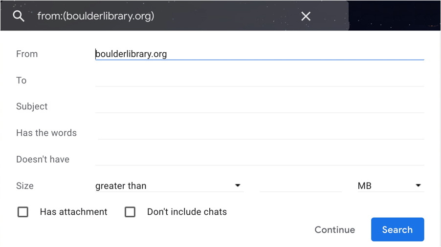 gmail filter - step 1 - matching rules