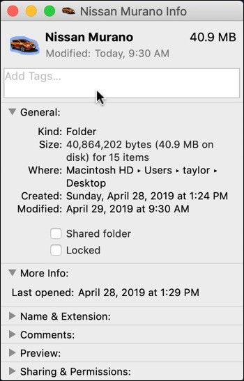 macos x folder - get info - custom folder icon