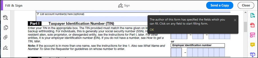 irs form w-9 certification signature box