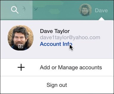 yahoo mail account info