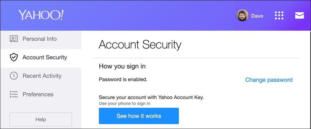 yahoo account info security 