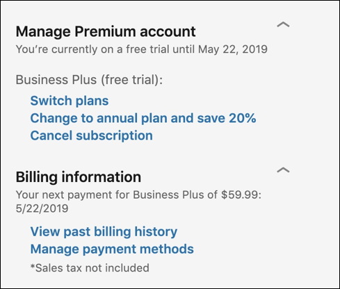 linkedin manage premium account