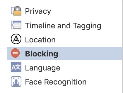 facebook settings > blocking