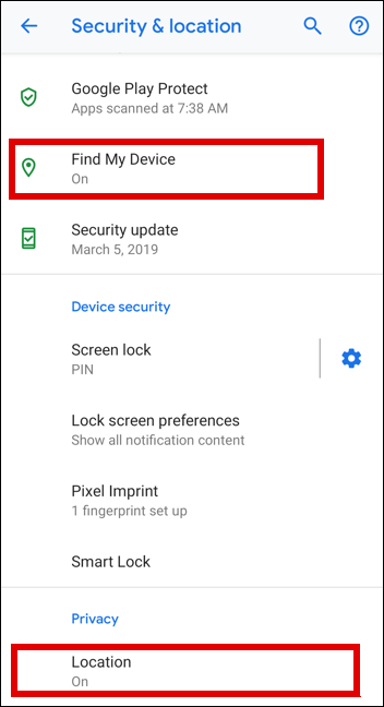 android security and privacy location settings