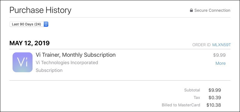 itunes monthly subscription transaction info itunes store