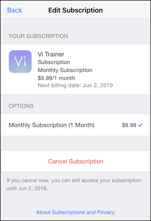 itunes app store - active subscriptions