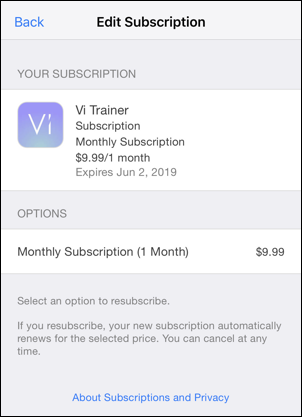 restore monthly subscription itunes app store