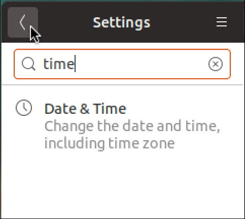 ubuntu linux settings - search - time