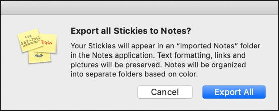 export all stickies to notes? mac macos x