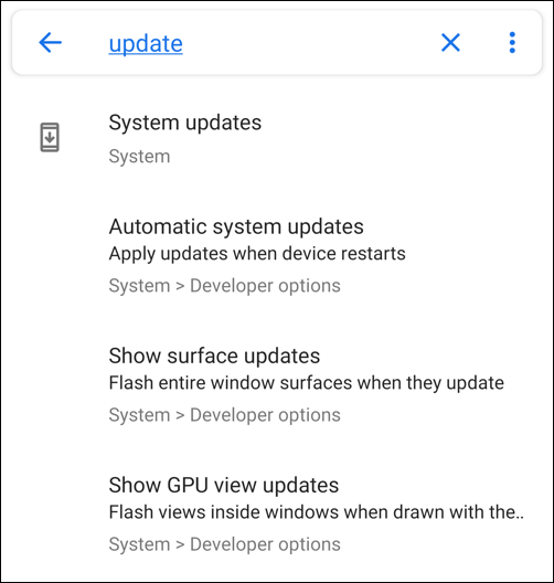 android search - updates