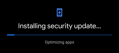 android - installing security update - optimizing apps