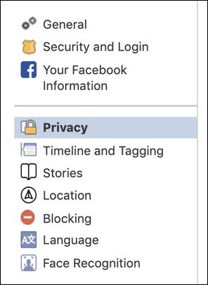 facebook settings > privacy