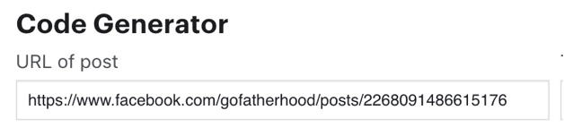 facebook embed code generator - post permalink