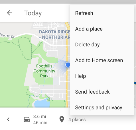 google maps location history - menu
